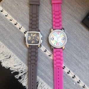Two ladies watches - pink and tan/taupe